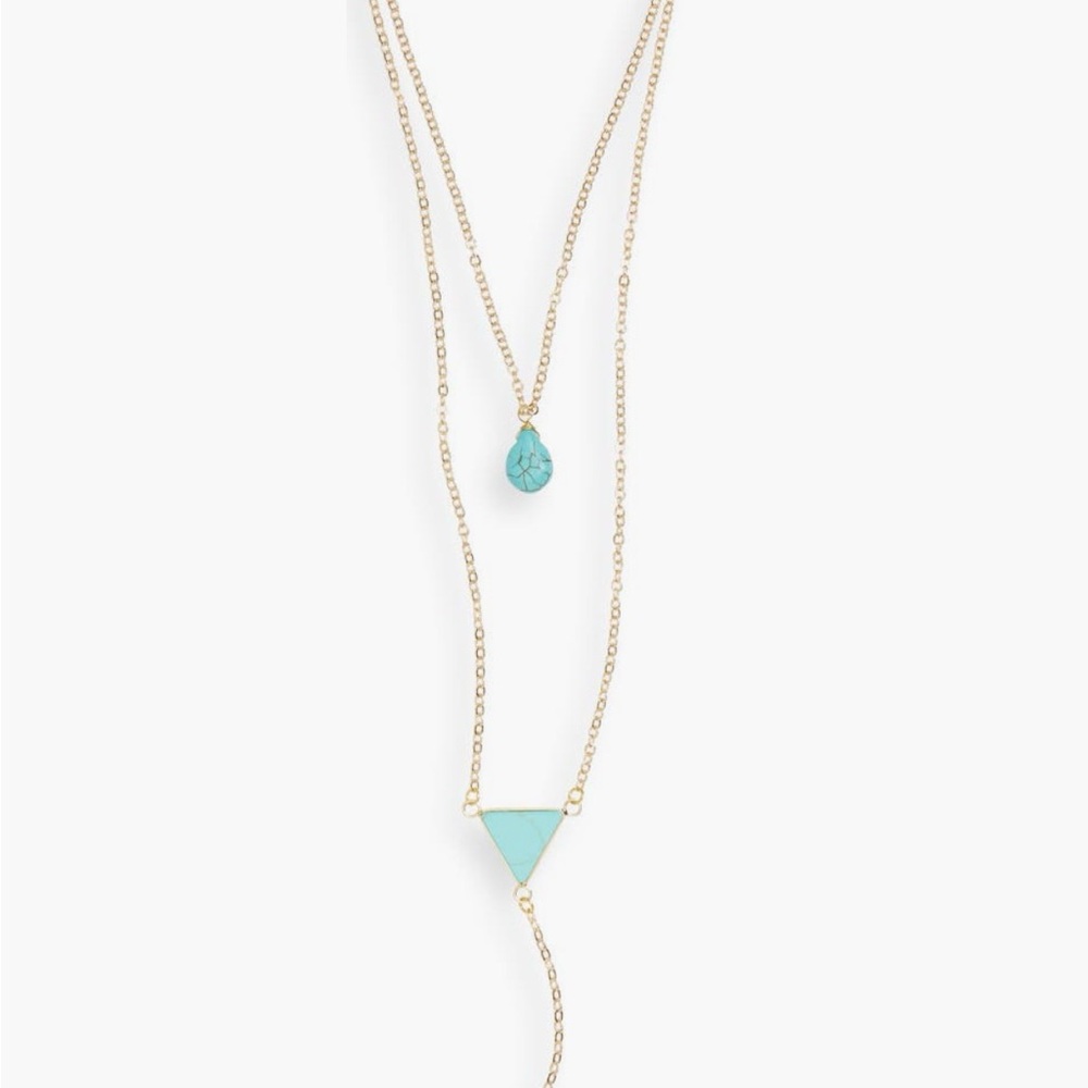 Panacea Cache Gold and Turquoise Geometric Necklace